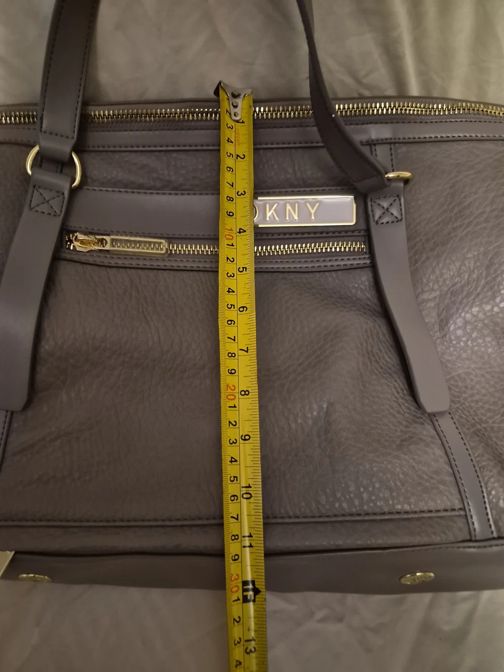 DKNY Taupe Leather Weekender Bag
